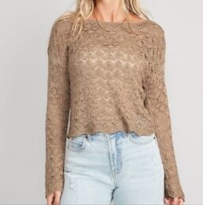 Crochet Boat-Neck Sweater